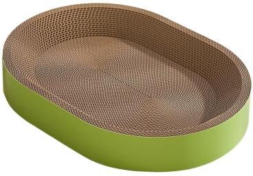 Uplifted Finds Ergonomic Oval Corrugated Cat Scratcher Bowl & Lounge Bed m Green