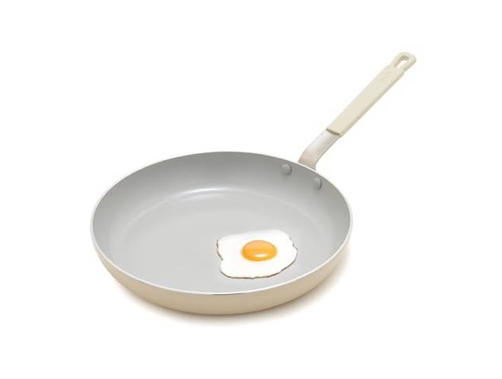 GreenPan x Bobby Flay Bratpfanne, 30,5 cm, PFAS- und PFOA-freie Keramik, antihaftbeschichtet, induktionsgeeignet, kühlbleibender Silikongriff, spülmaschinen- und ofenfest, cremefarben