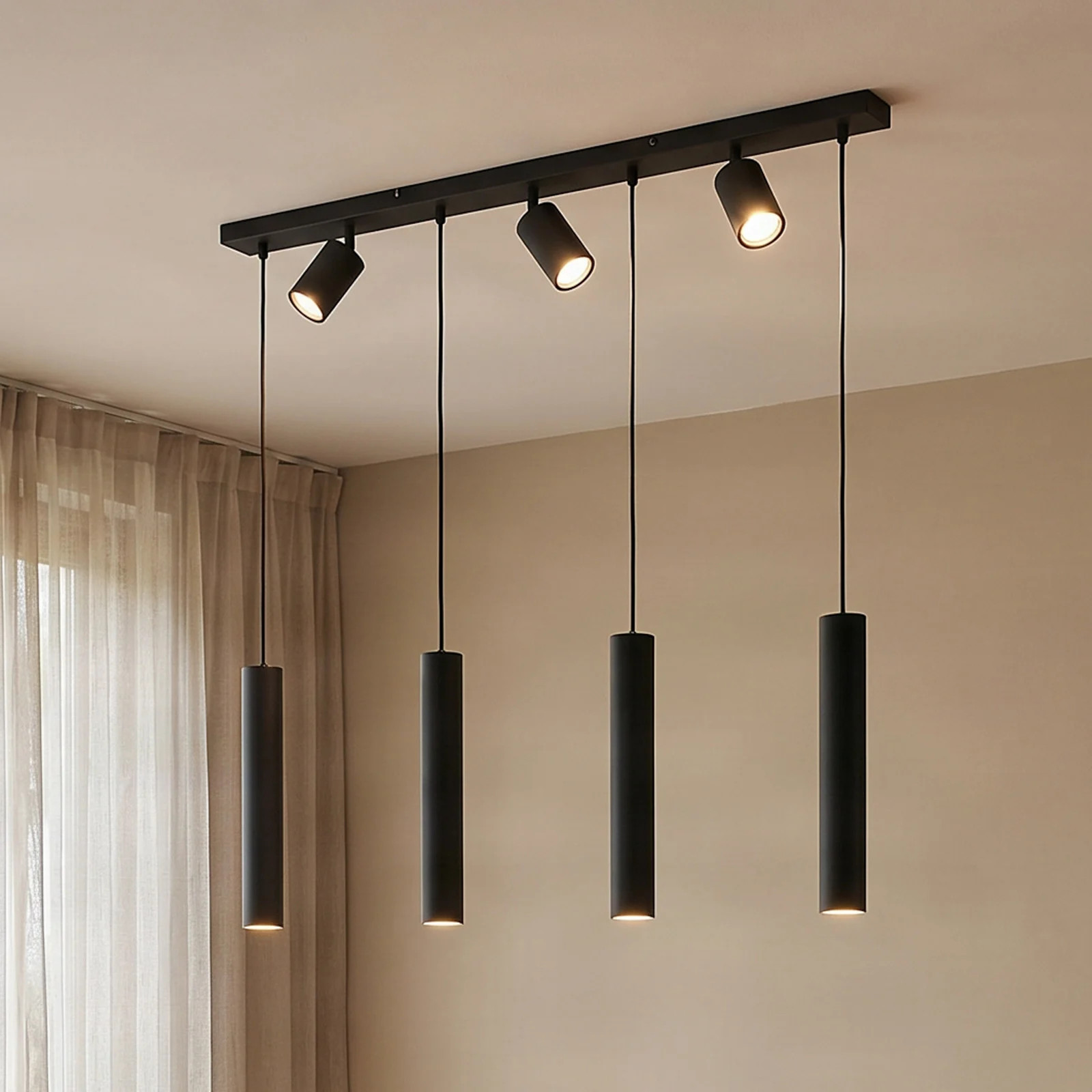 Lindby Sanad hanglamp zwart metaal dimbaar modern