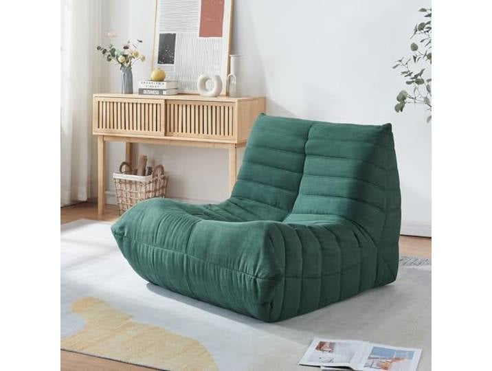 [en.casa] Bodensessel Kodsø Bodenstuhl mit Rückenlehne Lesesessel gepolstert Bodenkissen Sitzsack Sofa Mikrofaser Bodensofa 75 x 90 x 100 cm Relaxsessel Grün