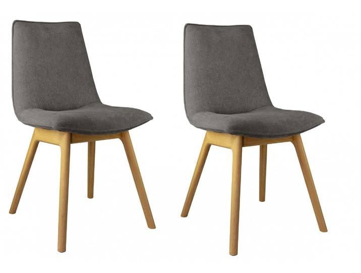 4-Fussstuhl GOODPRODUCT Ramon , grau (grau storm 97, eiche natur), B:46cm H:89cm T:57cm, Holzwerkstoff, Massivholz, Polyester, Stühle, 4-Fussstuhl, mit Massivholzbeinen, verschiedene Stoffe