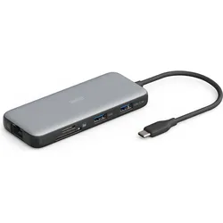 Digitus DA-70914 (USB-C, 7 Ports), Dockingstation + USB Hub, Grau, Schwarz