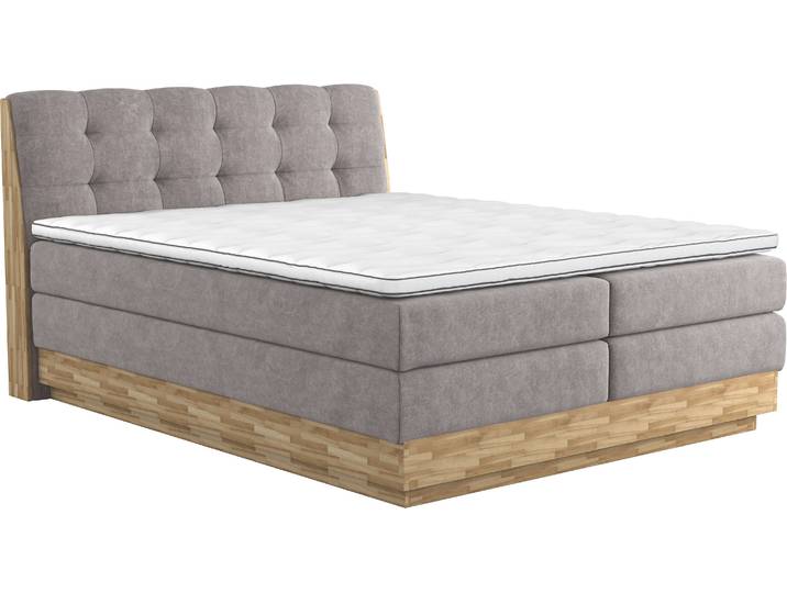 Boxspringbett, 100% Polyester, Grau, 161×217 cm, Inklusive Topper, Modern, Home-affaire