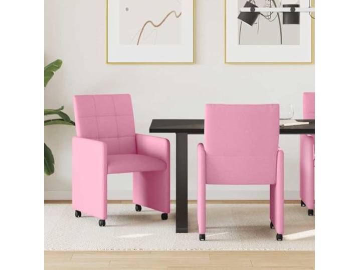 KGHFDVB Esszimmerstühle mit Rollen 2er Set Stoff Rosa Sperrholz Metall 2 Stück, Stoffbezug, Rollen für Mobilität, stabile Mischung aus Sperrholz und Metall, einfacher Aufbau