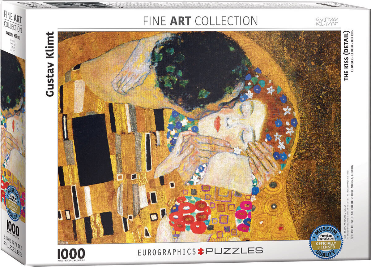 Gustav Klimt De Kus Puzzel van 1000 stukjes Breedte: 68 cm, Hoogte: 48 cm