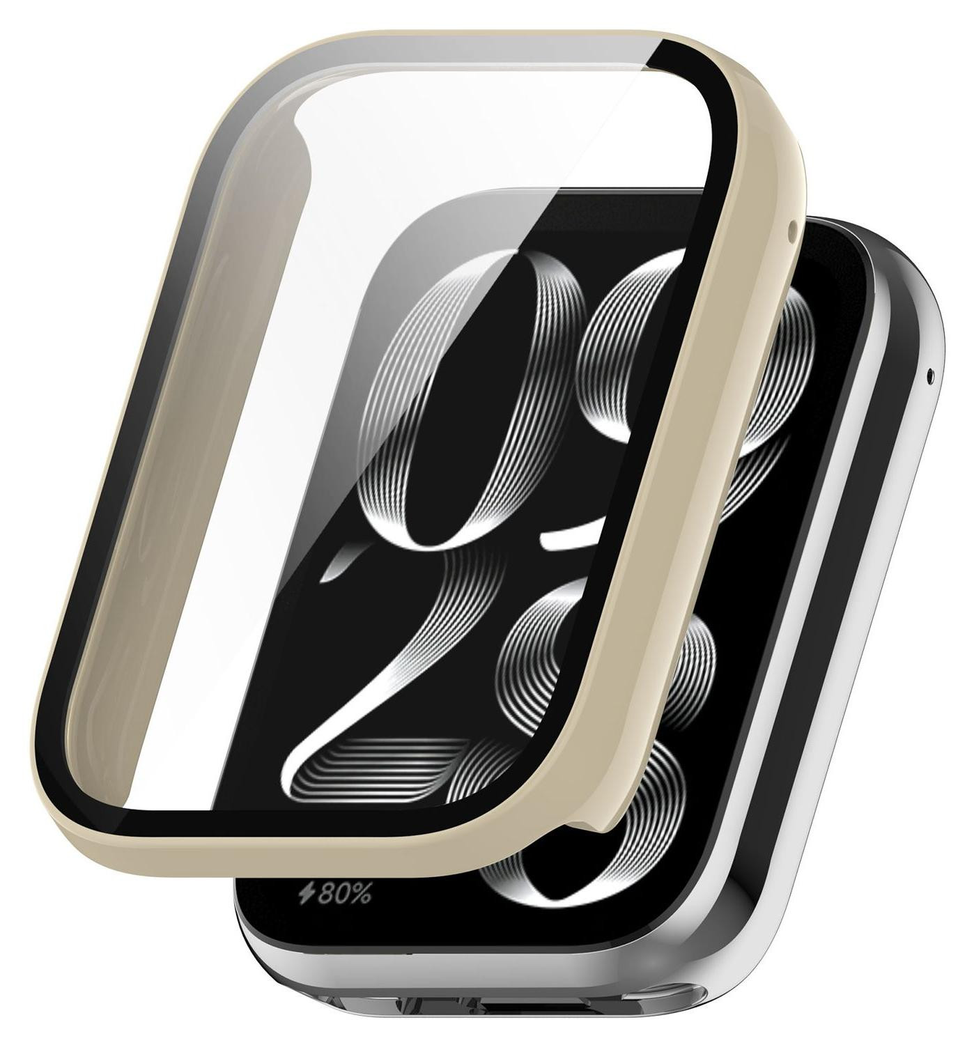 Wigento Beschermhoes voor Xiaomi Mi Band 8 Pro met beschermglas, Crème