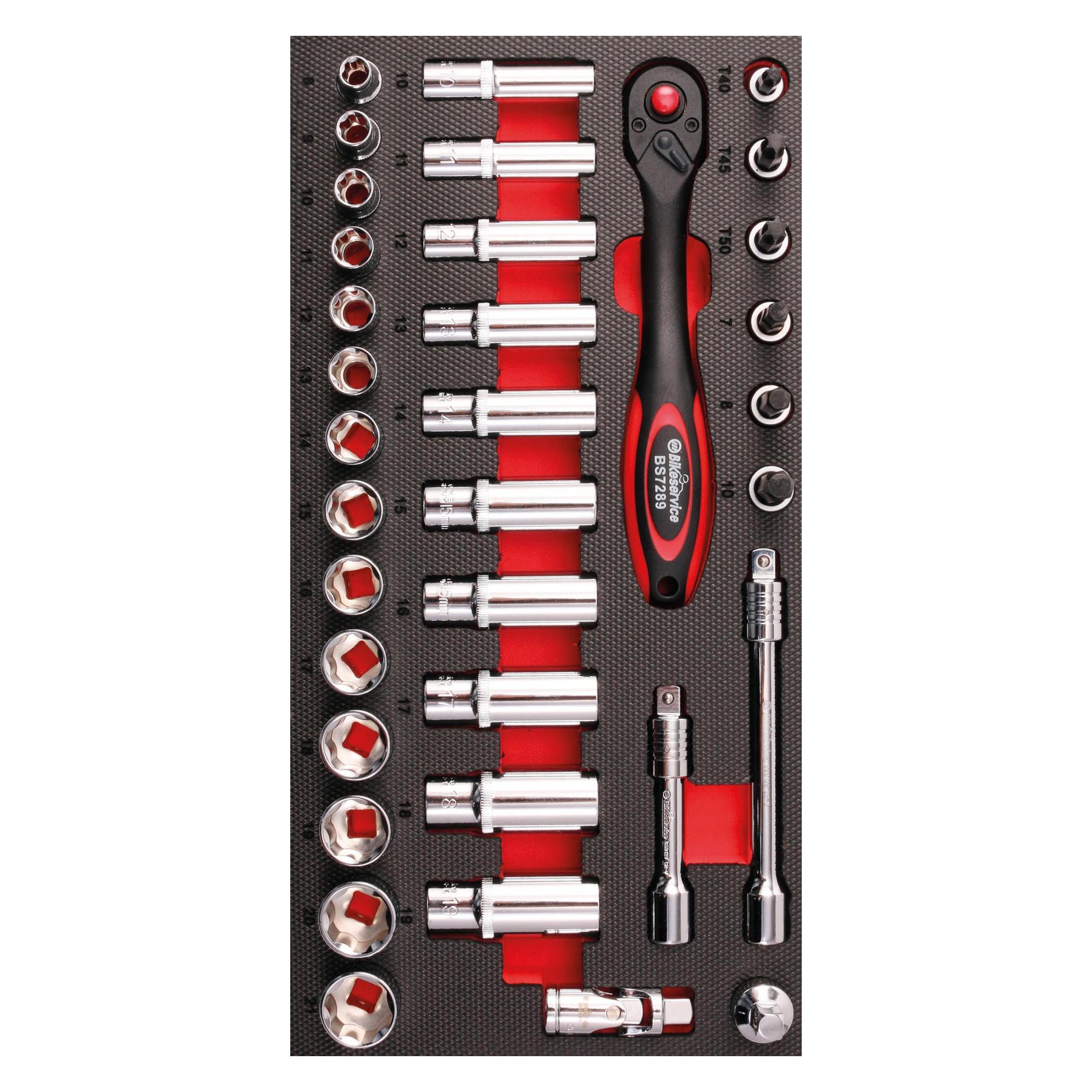 Bikeservice Moduleinlage Steckschlüssel 3/8", 36-teilig (BS80072)