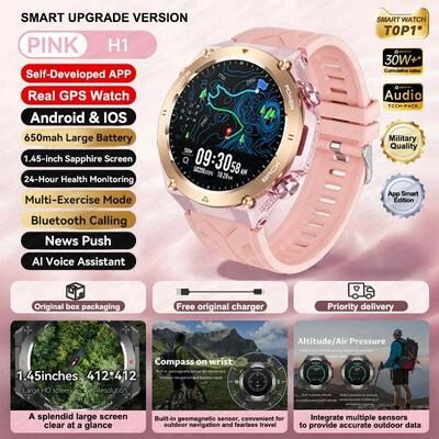 Uplift Treasures Xiaomi GPS Sports Smart Watch With Bluetooth Call pink gps Sports Watch
