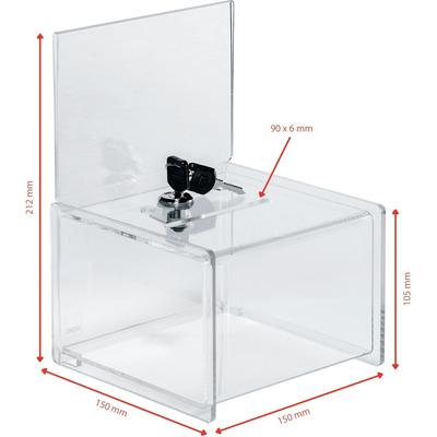 Sigel Aktionsbox mit Schloss 150x220x150mm mit Einstecktafel glasklar Packung mit 6 Stück