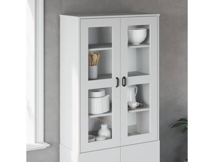 HEFZGDB Highboard Aufsatz mit Vitrine und Vitrinenaufsatz für Highboard aus Holzwerkstoff als Aufsatz für Sideboard mit Einlegeböden, wandmontierbarer für Sideboard in Weiß