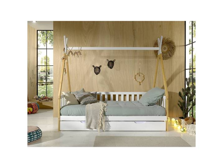 Kojen-Bett Tipi II 90 x 200cm Braun/Weiß
