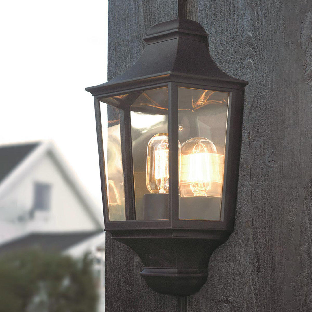 Ophelia & Co. Holtby Outdoor Wall Lantern Black 37.5cm H X 23cm W X 12cm D