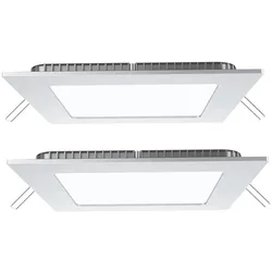 LED Einbaulampe Deckenleuchte Panel weiß Wohnzimmerlampe Flurleuchte, Aluminium, 15W 1350lm warmweiß, LxBxT 16x16x2 cm, 2er Set