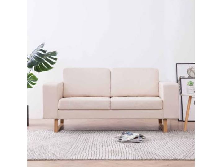 HEFZGDB Stilvolles 2-Sitzer-Sofa in Cremeweiß mit Abnehmbaren Bezügen – Bequeme Polsterung und Stabile Konstruktion für Wohnzimmer und Büro, Inklusive 2 Rückenkissen und 2