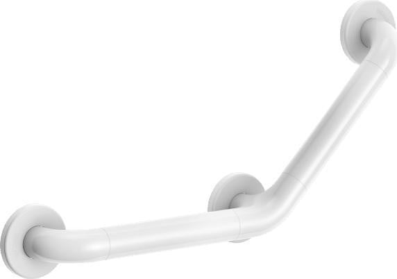 Delabie Winkelgreep 135 graden, diameter 32 mm, 220 x 220 mm, wit nylon met 3 bevestigingspunten