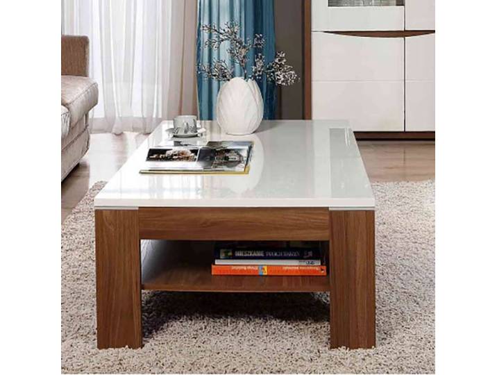 Table basse Saint tropez noyer/blanc brillant - Basika