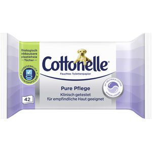 Cottonelle Feuchtes-Toilettenpapier Pure Pflege, 99% Wasser, hypoallergen, pH-Hautneutral, 42 Tücher