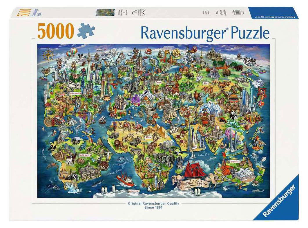 Ravensburger Wereldkaart met bezienswaardigheden
