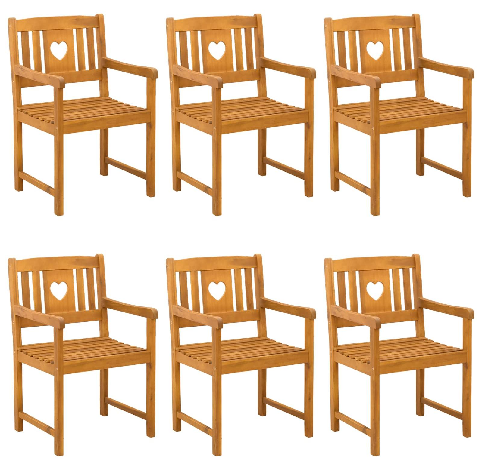 Gartenstühle 6 pcs Natur Massives Akazienholz
