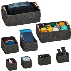 Relaxdays 8-teiliger Schrank-Organizer Anthrazit,Hellbraun