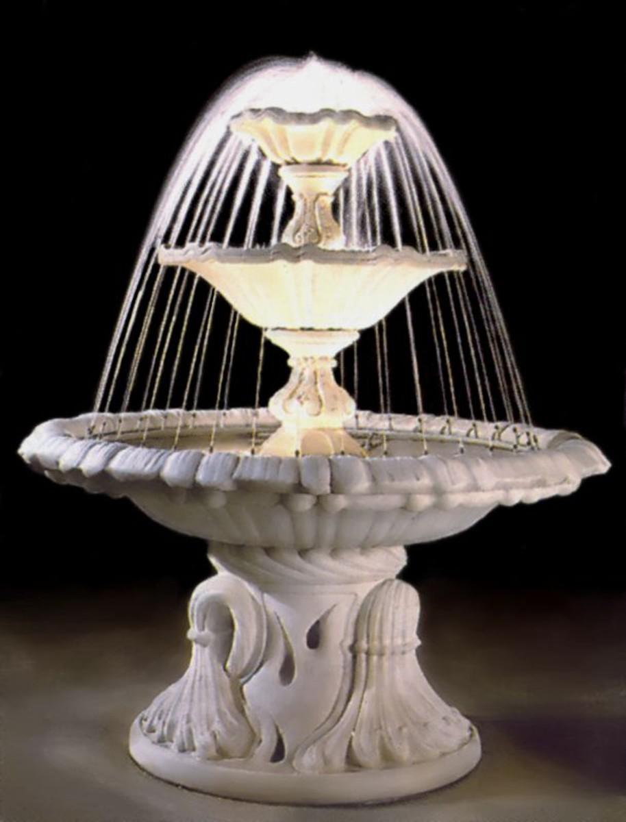 Casa Padrino Barock Springbrunnen / Gartenbrunnen Ø 145 x H. 180 cm - Luxus Gartendeko