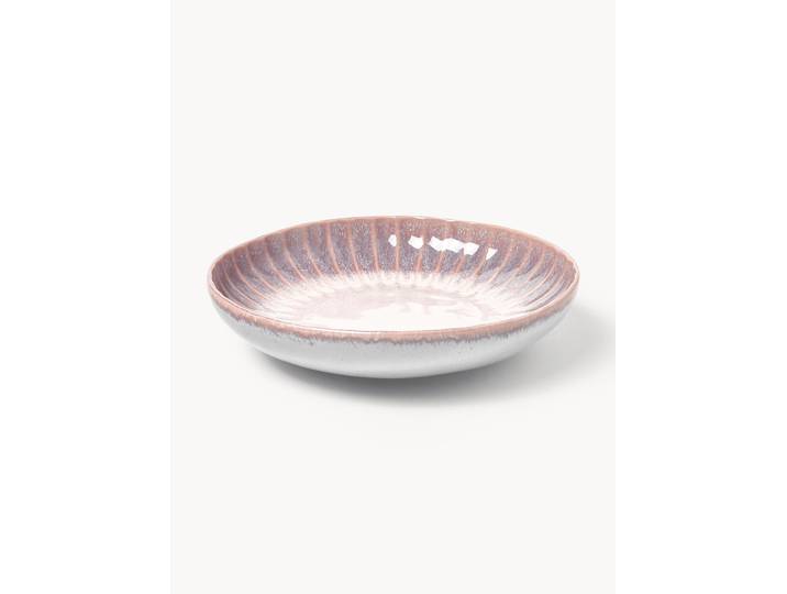 Assiettes creuses artisanales avec émail réactif Vinci, 4 pièces