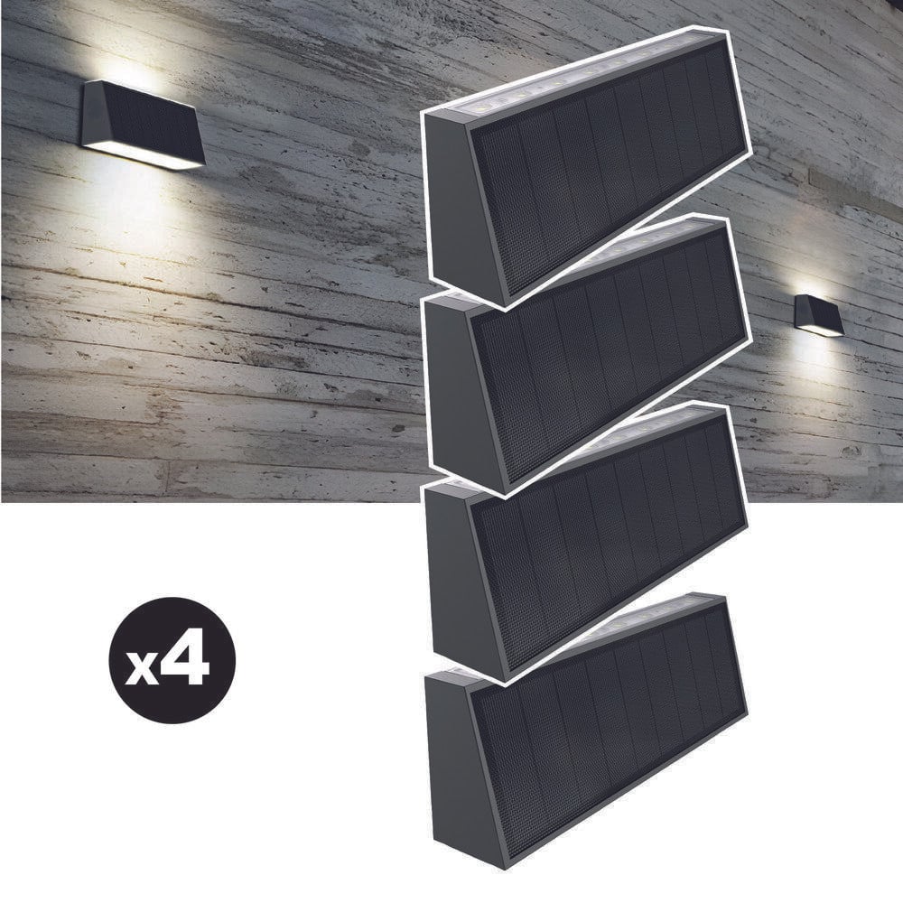 Set van 4 EZIlight Solar Wall S31 LED tuinlampen voor wandmontage
