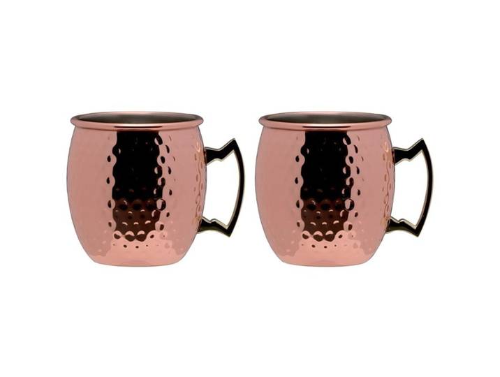 PIAZZA 2er Set Mug Moscow Mule Kupfer Hammerschlag 470ml - Farbe: Edelstahl - Material: Edelstahl/Kupfer - 761