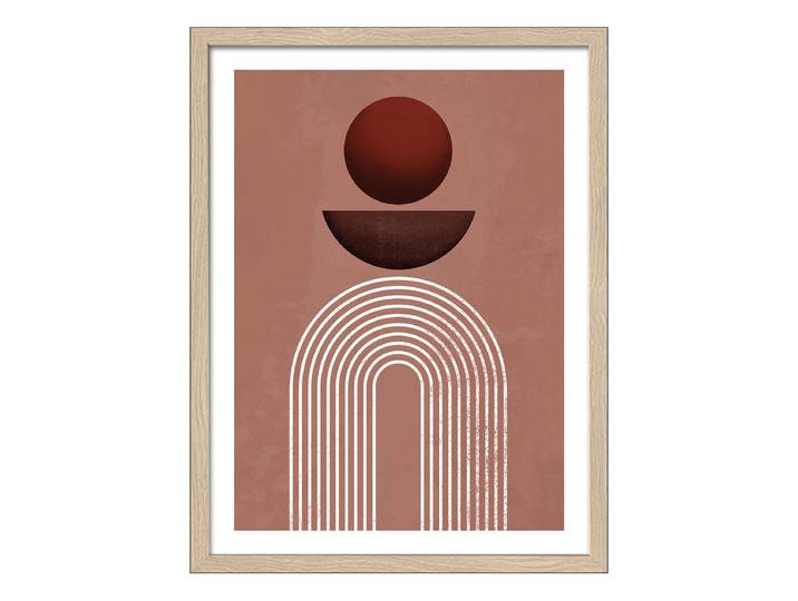 Image en bois Formes de la Terre A Verre flotté, MDF Blanc/Rouge 33 x 43 x 1cm