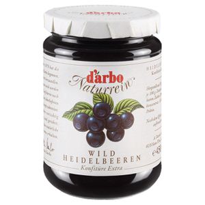 Darbo Marmelade Naturrein Extra, Wildheidelbeeren, vegan, 50% Fruchtgehalt, im Glas, 450 g