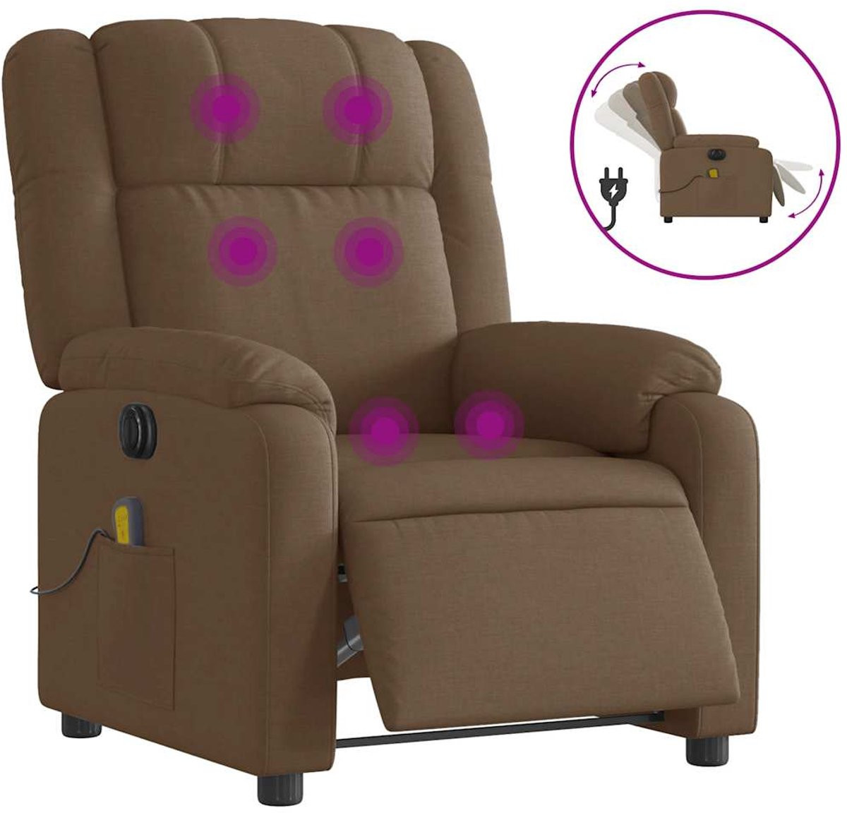 vidaXL Massagestoel - Elektrisch verstelbare relaxstoel - Bruin - Stof
