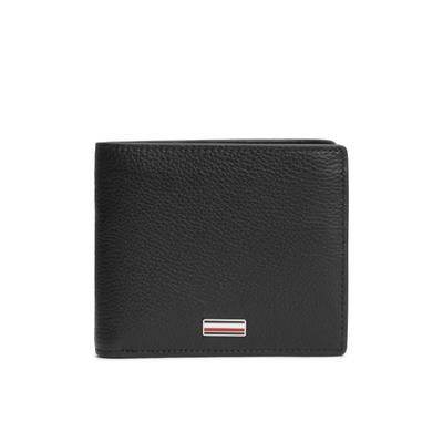 Geldbörse TOMMY HILFIGER "TH CENTRAL CC FLAP AND COIN", Damen, schwarz, Leder, Kleinlederwaren, Unisex Portmonnaie, Geldbeutel mit Kontraststreifen innen