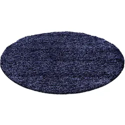Hochflorteppich RHEIN, einfarbig, Marineblau, Ø 80 cm
