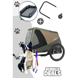 Croozer Dog Mikke Easy Start Bundle inkl. Mikke Hundebett und Buggy Set, Farbe: Moss Green