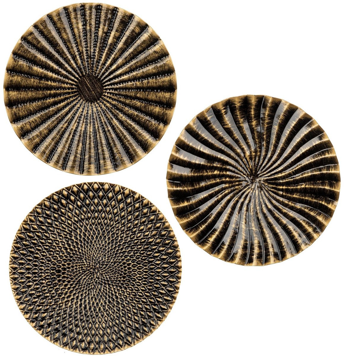Omgoods Set van 3 Bohemian Gouden Wandsculpturen - Ronde Wanddecoratie