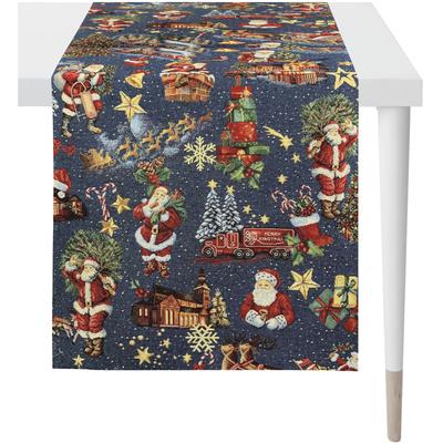 Tischläufer APELT "5824", blau, B:48cm L:140cm, Baumwolle, Polyester, Tischdecken