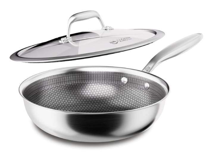 Wok antiadhésif en acier inoxydable à 3 couches 26 cm