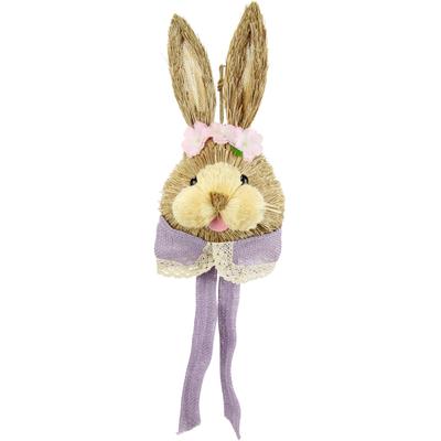 Dekofigur I.GE.A. "Tierfigur Bast-Hasenkopf Hase Osterhasen Deko Ostern Osterdeko", lila (violett), B:16cm H:60cm, Baumwolle, sonstige Fasern, Dekofiguren, Türdeko Wanddeko Osterfigur Frühlingsdeko Dekohase Skulptur Frühling