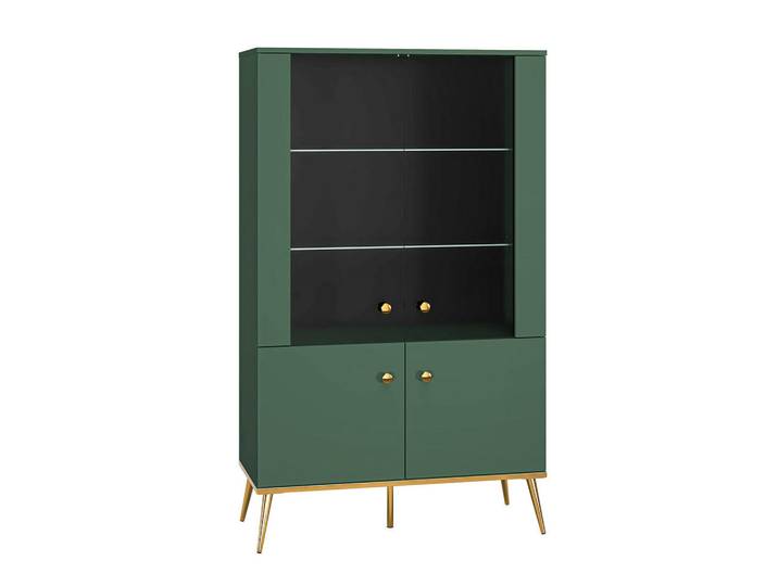 Petits-meubles Vitrine Thalia Grün, Holzwerkstoff, 92x152x40 cm, Esszimmer, Vitrinen, Vitrinenschränke