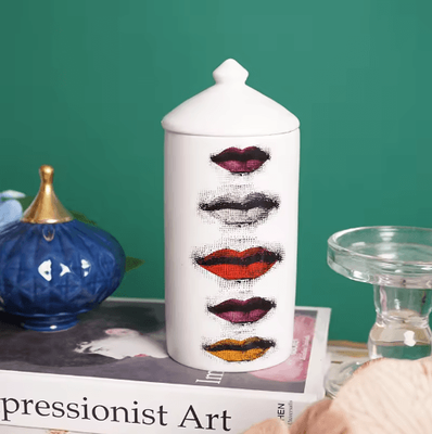Inspire Picks Modern Ceramic Storage Jar Decorative Jewelry, Cotton Swab & Candle Holder a
