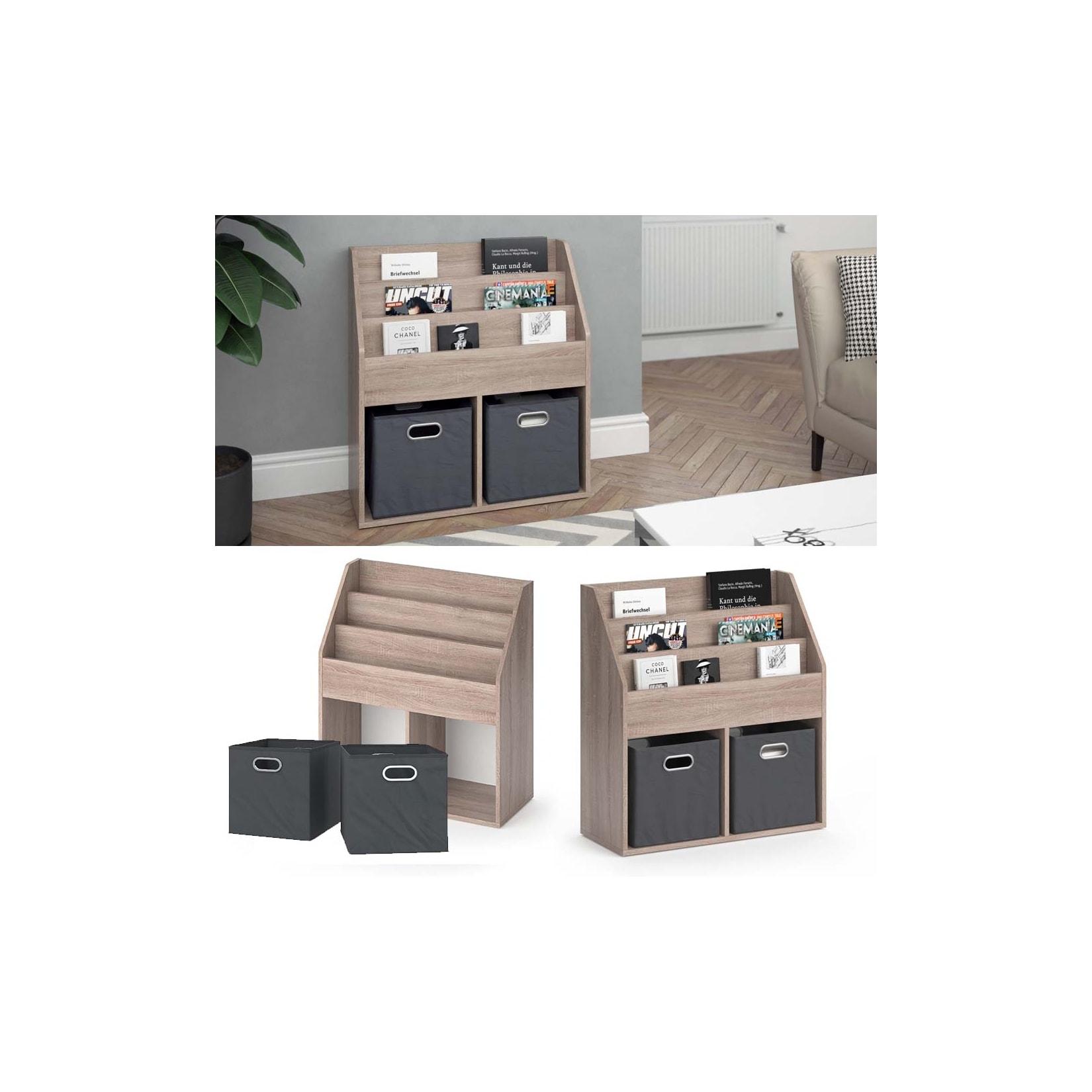 Vicco Bücherregal Luigi sonoma, Würfelregal mit Faltboxen 72x79 cm