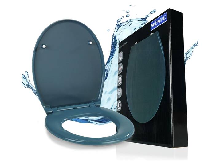 WENKO Premium SIÈGE WC SAMOS Slate Abaissement automatique Couvercle WC à lunettes