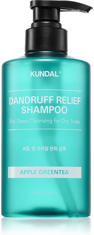 KUNDAL Dandruff Relief Shampoo Apple Green Tea shampoing anti-pelliculaire et anti-démangeaisons pour peaux sèches 500 ml