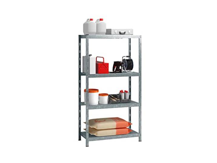 SCHULTE Regalwelt Profi-Steckregal mit 4 Böden, 195x100x35 cm (HxBxT), Traglast pro Ebene 150 kg, verzinkt, Lagerregal, Kellerregal, Werkstattregal, Steckregal
