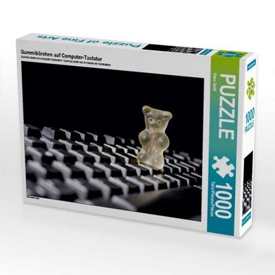 CALVENDO Puzzle Gummibärchen auf Computer-Tastatur | 1000 Teile Lege-Größe 64x48cm Foto-Puzzle für glückliche Stunden