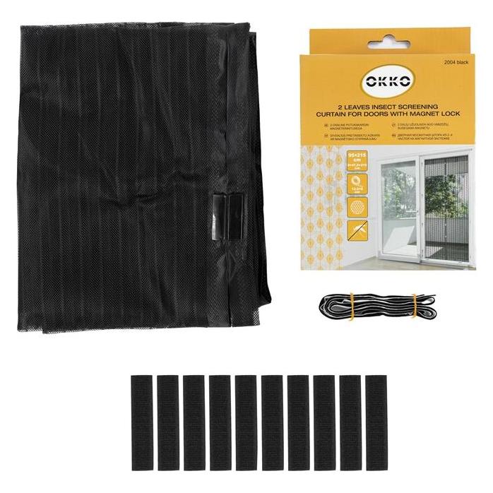 Okko MESH-CURTAIN 2PART B W MAGN 95X215 (95 x 215 cm) (2004_BLACK_OKKO)