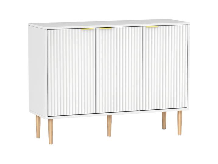Homcom Buffet avec 3 portes nervurées étagère réglable 107X35X80 cm Blanc