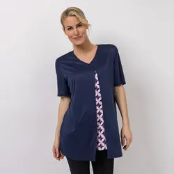 JERYMOOD HOMEWEAR Longshirt, 1/2-Arm V-Ausschnitt Einsatz im Vorderteil Seitenschlitze