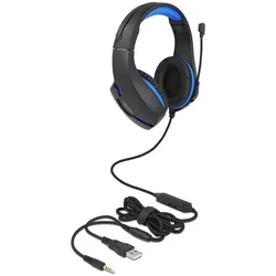 Delock Headset Gaming Over-Ear LED für PC,Notebook,Konsolen Schwarz (Kabelgebunden), Gaming Headset, Schwarz, Blau