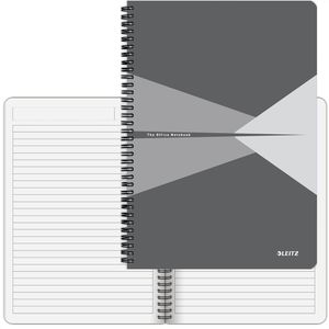 Leitz Collegeblock Office grau, 4648-10-85, A4, Rand rundum 80 g/m² 90 Blatt mit Kopfzeile liniert